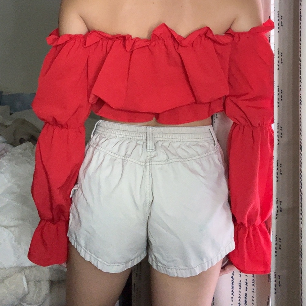 Red Off-Shoulder Ruffle Top - Picture 2 of 3